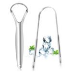 Gratte-langue en acier inoxydable – Sensation de fraîcheur immédiate(Lot de 2 gratte-langues Brencco en acier inoxydable)