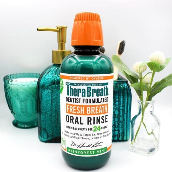 TheraBreath Fresh Breath Mouthwash, Rainforest Mint, Alcohol-Free : bain de bouche haleine fraîche au goût menthe Rainforest, sans alcool (473ml)